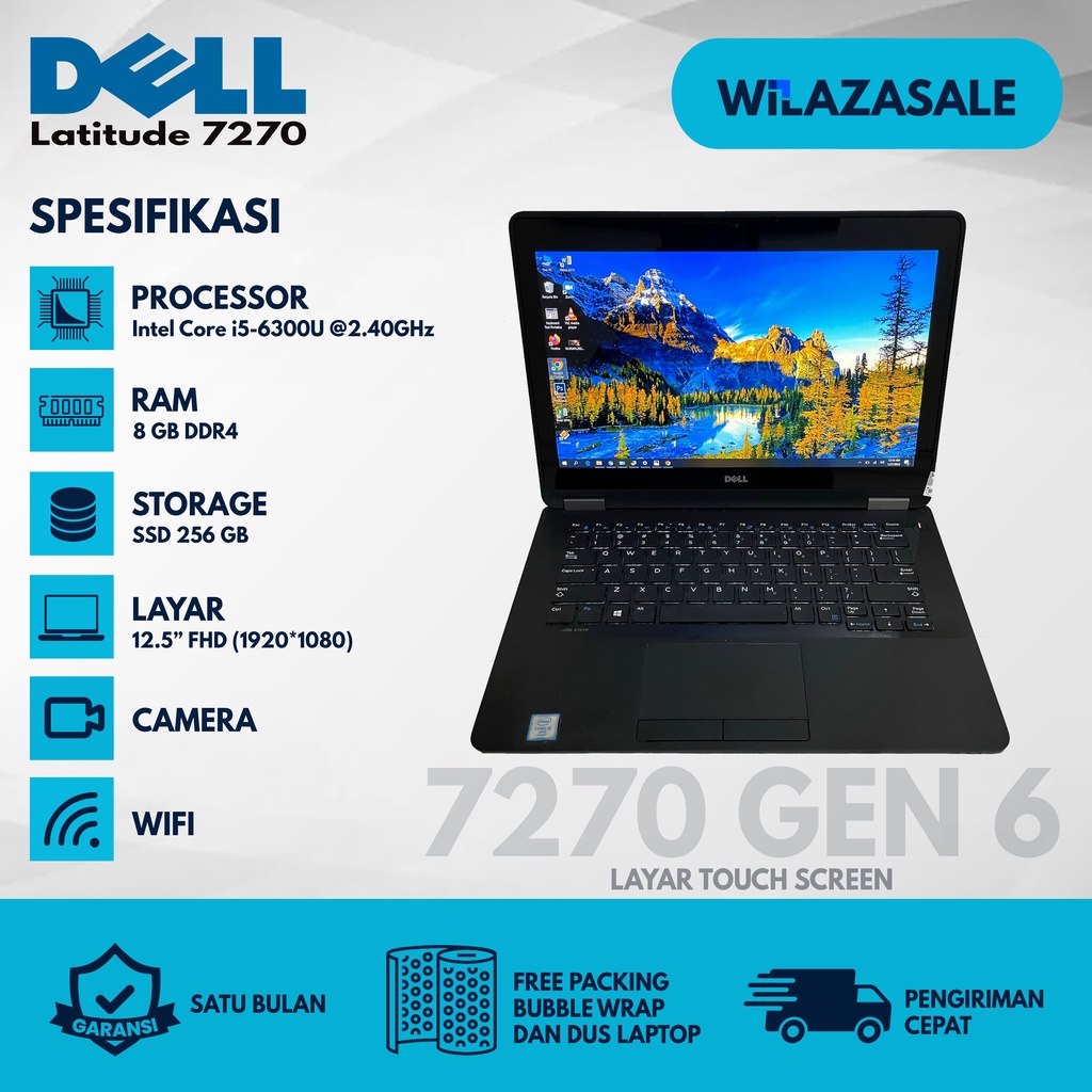 LAPTOP SECOND DELL 7270 CORE I5 GEN 6