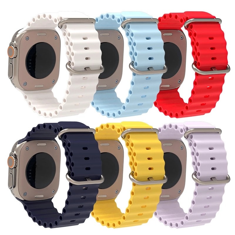 Silicone Ocean strap Ocean Apple watch Ultra 49mm 45mm 42mm 44mm 41mm 40mm Soft new replacement wristband For iwatch 6 5 4 SE 3 44mm 42mm 40mm 38mm