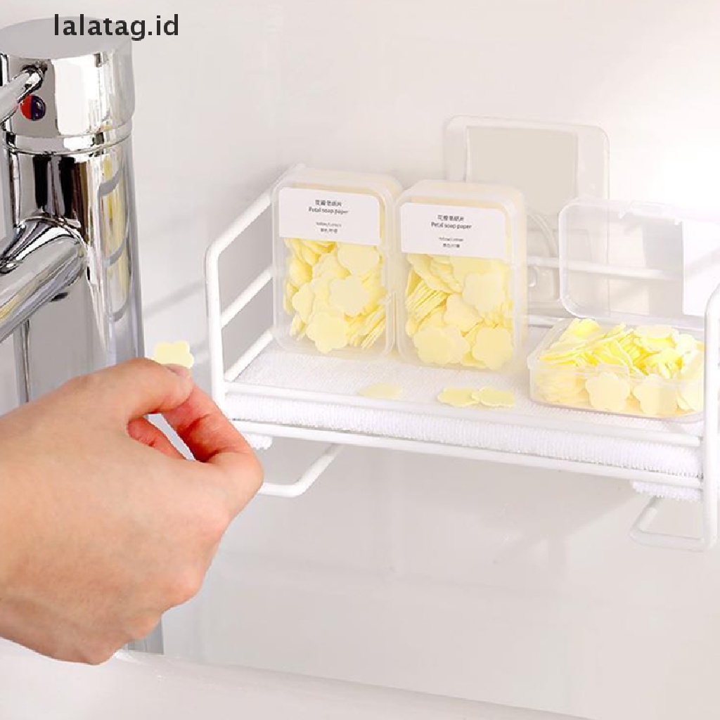 [lalatag] 100pcs/box Sabun Kertas Bentuk Bunga Mini Lucu Sekali Pakai Dengan Box Cuci Tangan [ID]