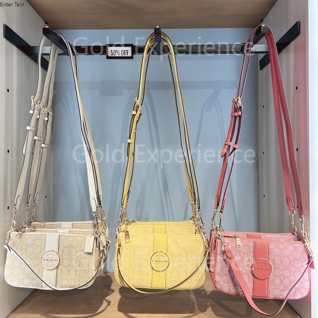 Coach Lonnie Baguette In Signature Jacquard Coach Tas Wanita Coach Tas Selempang Coach Bahu Wanita