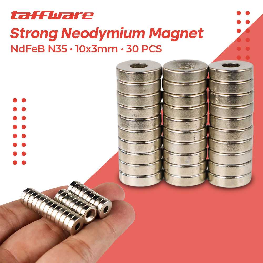 Taffware Strong Neodymium Magnet NdFeB N35 10x3mm 30 PCS - D21