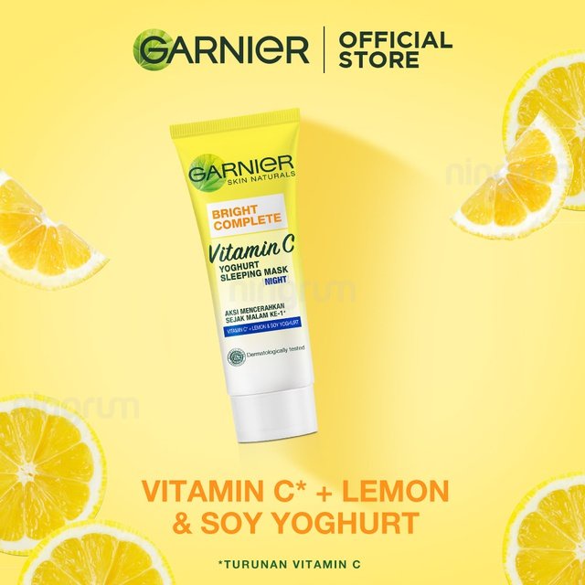 Ningrum - Garnier Bright Complete Vitamin C Serum Day Cream UV | Bright Complete Yoghurt Sleeping Mask Night Cream | 20ml 40ml 50ml | Perawatan Kecantikan Wajah Skincare Pelembab Wajah Original BPOM - 8308