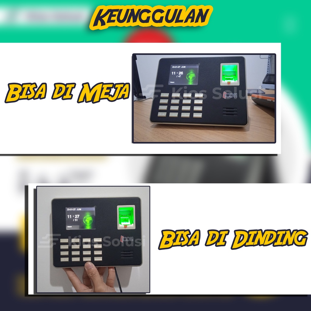 Mesin Absen ICON 800 | Mesin Absensi | Fingerprint | Sidik Jari | Bahasa Indonesia | Tanpa Instal Software