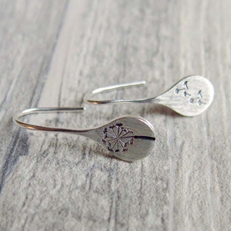 Sederhana Vintage925 Sterling Perak Dandelion Anting Wanita Pertunangan Pernikahan Perhiasan Statement Stud Earrings