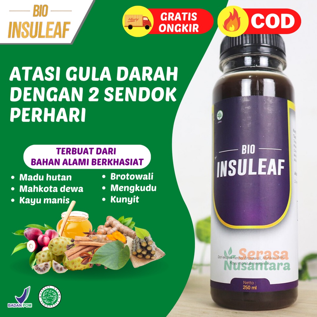 BIO INSULEAF - ORIGINAL 100% HERBAL ALAMI UNTUK ATASI DIABETES TURUNKAN DAN STABILKAN GULA DARAH KENCING MANIS GLUKOSA