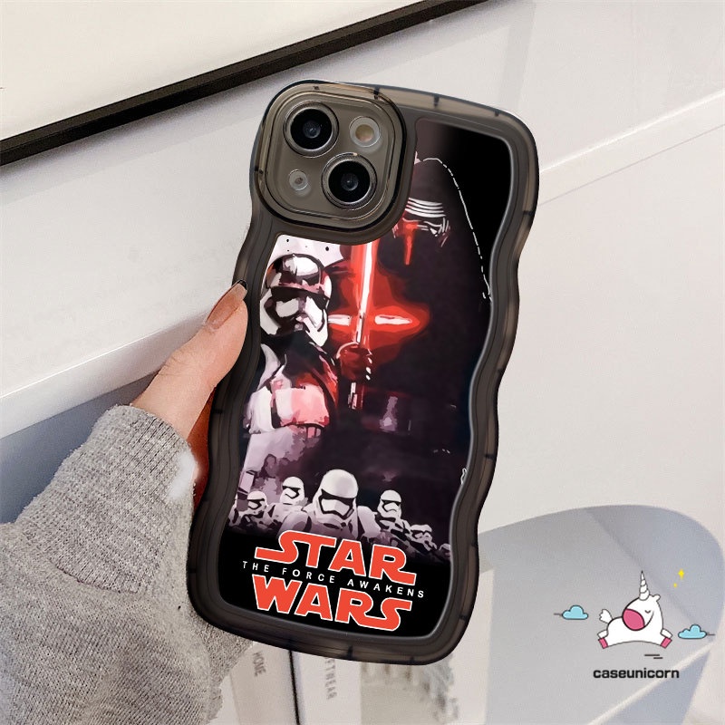 IPHONE Casing Ponsel Merek Trendi Kompatibel Untuk Iphone14 11 13 12 Pro Max XR 14 6 6s 87 Plus X XS Max SE 2020 Wavy Edge Fashion Star Wars Soft Tpu Back Cover