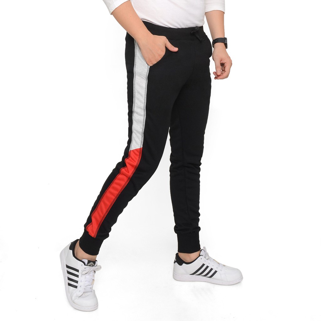 VICTORYALL- Celana Joger Polos Panjang Sweatpants Lutut Lentur Abu Tua Accademy Sport Training