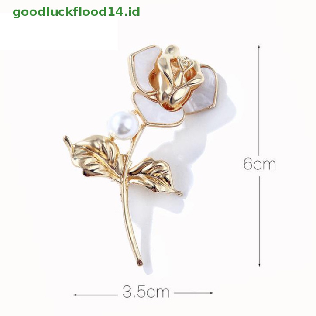 [GOOGFOUR] Fashion Mutiara Bunga Mawar Enamel Bros Kerah Pin Wanita Gadis Perhiasan Hadiah [TOP]