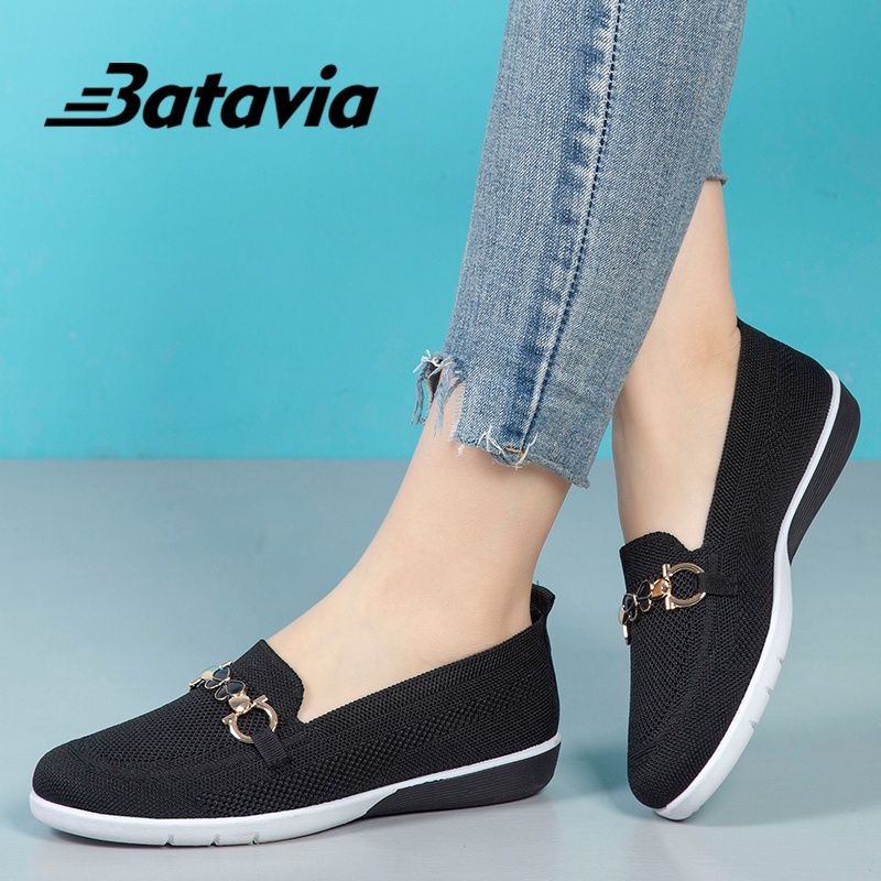 Batavia Shoes wanita flat rajut Sepatu  slip on murah perempuan sepatu slip-on kasual  A6