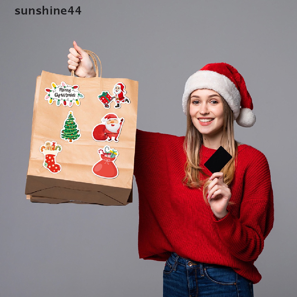 Sunshine 1Set Kartun Doodle Orang Tua Pohon Snowflake Anak Dekorasi Stiker Natal.