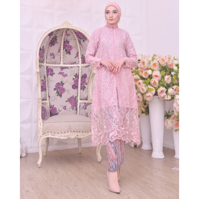 Permata Olshop / Kebaya Tunik Busui Payet Modern / Kebaya Busui / Kebaya Modern/ Kebaya Wisuda / Kebaya Kurung Tulle Bordir Busui