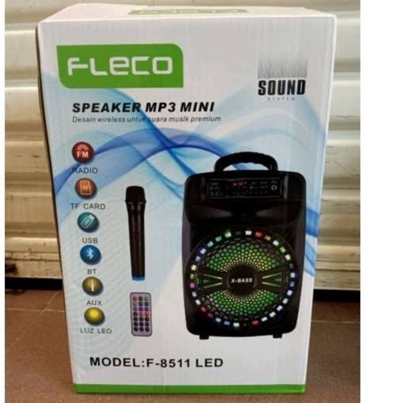 BISA COD SPEAKER BLUETOOTH 8.5INCH MIC WIRELESS SPEAKER KARAOKE FLECO F-8511/ F-8512 BONUS MIC WIRELESS SPEAKER MEETING