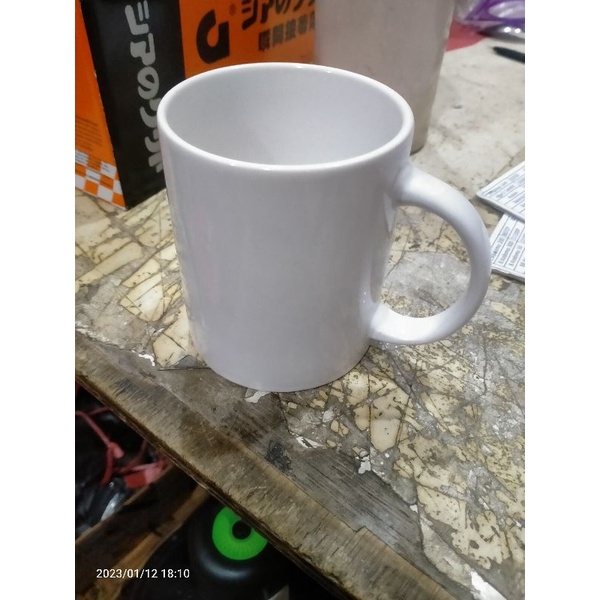 gelas mug putih polos siap (di print atau sablon) + free bubble.