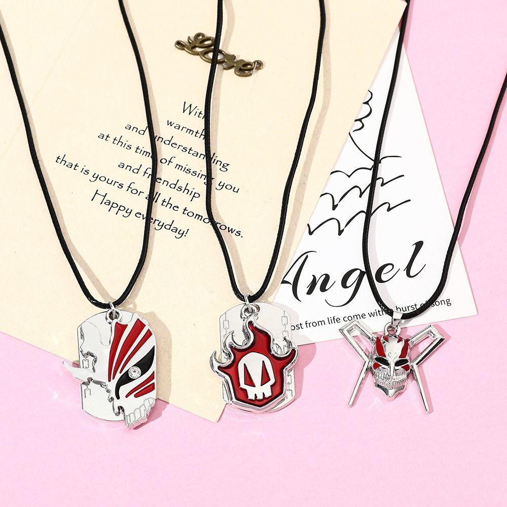 Needway   Pria Kalung Keren Unik Unisex Masker Liontin Kurosaki Ichigo Niche Desain Aksesoris Pakaian Kartun Alloy Anime Bleach Necklace