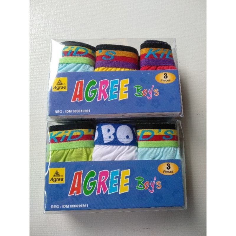 Celana Dalam Anak Laki-Laki / CD Anak Cowok Agree Boy's AG.200 Katun 1 Box Isi 3 Pcs Murah