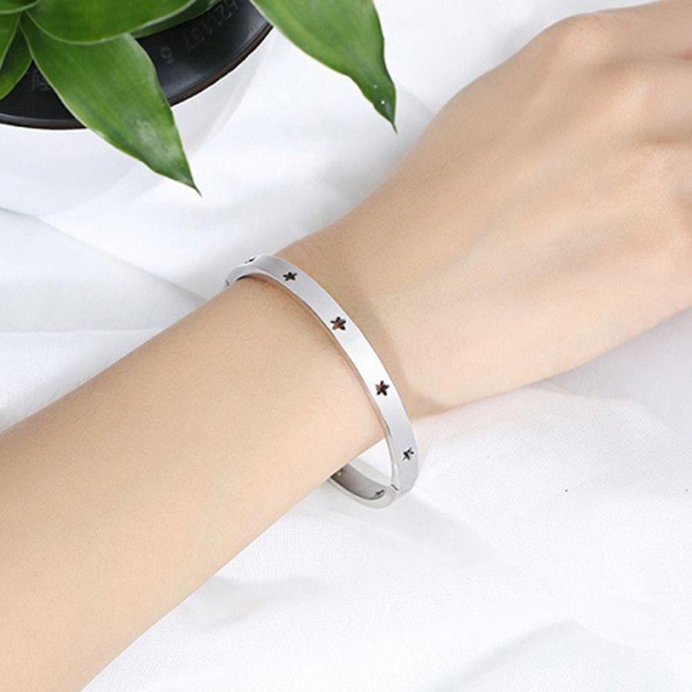 Mxbeauty Wanita Bangle Rose Gold Vintage Stainless Steel Berongga Keluar Indah Gesper Fashion Perhiasan