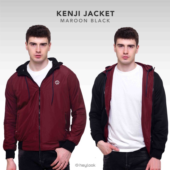 jaket pria TERBARU JAKET PARASUT WATERPROOF PRIA JAKET PARKA BOMBER WINDBREAKER - MARON BLACK, L(G0T
