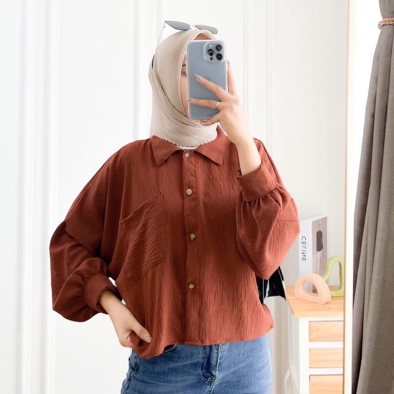 CRINKLE MALVIN KEMEJA AIRFLOW  BAJU ATASAN WANITA TERBARU