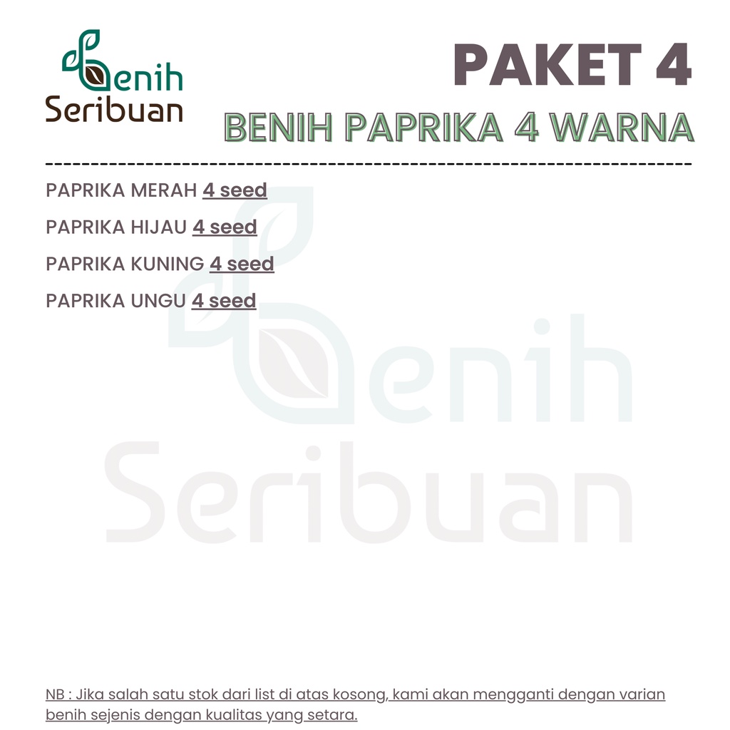 Benih Seribuan - Paket 4 Macam Benih Paprika Mixed Sayuran Unggul