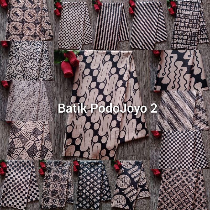 Kain Batik Printing Warna Cream Hitam