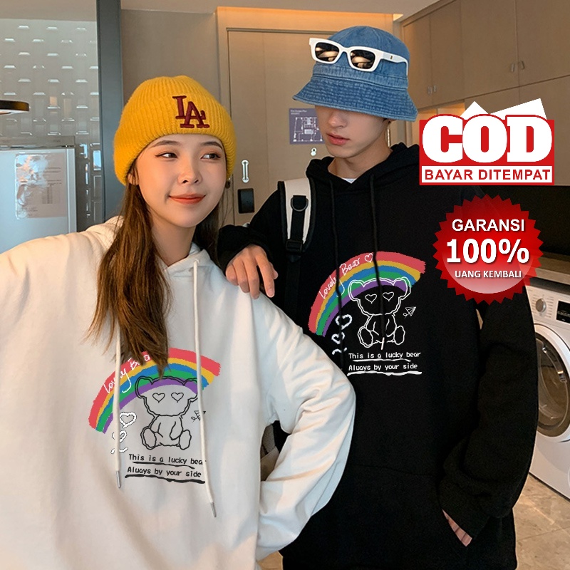 Promo Cod Baju Hoodie Couple Pria Wanita Lovely Bear Wear Sweatshirt Loose Oversize Trendy Jacket Hoodie Korean Style