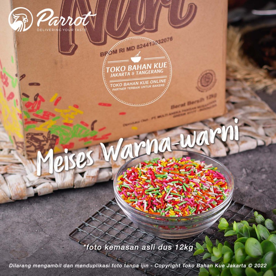 

Parrot - Meises NURI RAINBOW 500gr Meses Mix Warna-Warni Chocolate Sprinkle Mesis Premium