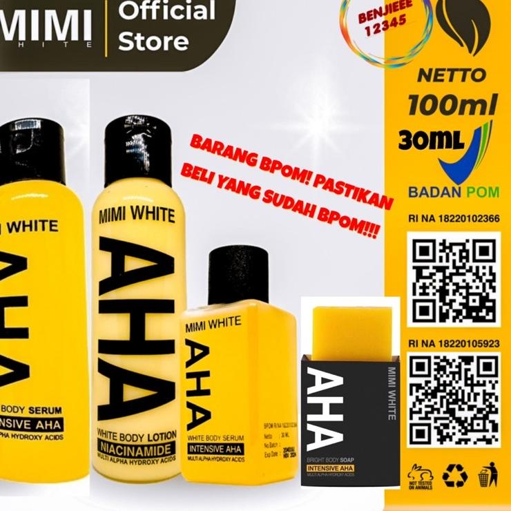 ❤[PROMO MURAH]❤ BPOM 100% ORIGINAL Mimi White AHA body whitening serum booster pemutih tubuh 30ml ah