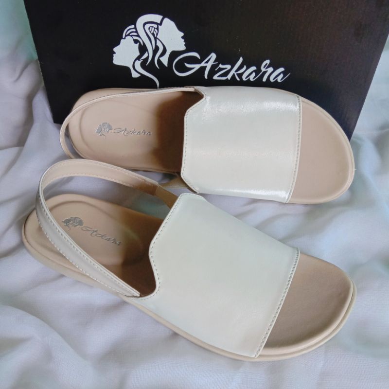 Azkara Sepatu Sandal Wanita Slide Teplek Tali Belakang Sendal Cewek Flat Perempuan Terbaru Kekinian