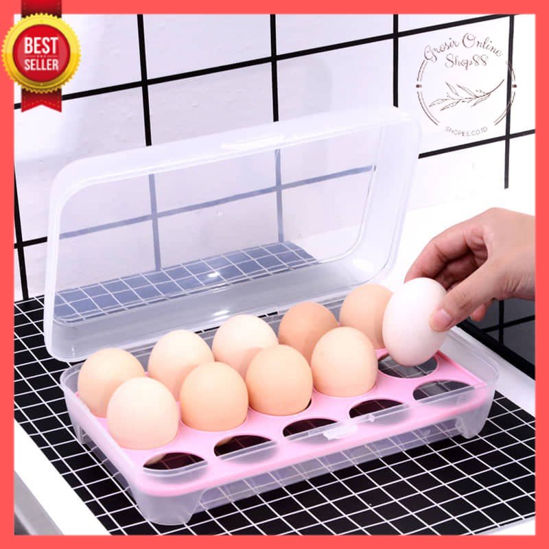 GOS -I307- Kotak Telur Egg Box - Box Telur 15 Lubang - Tempat Penyimpanan Telur Organizer Box