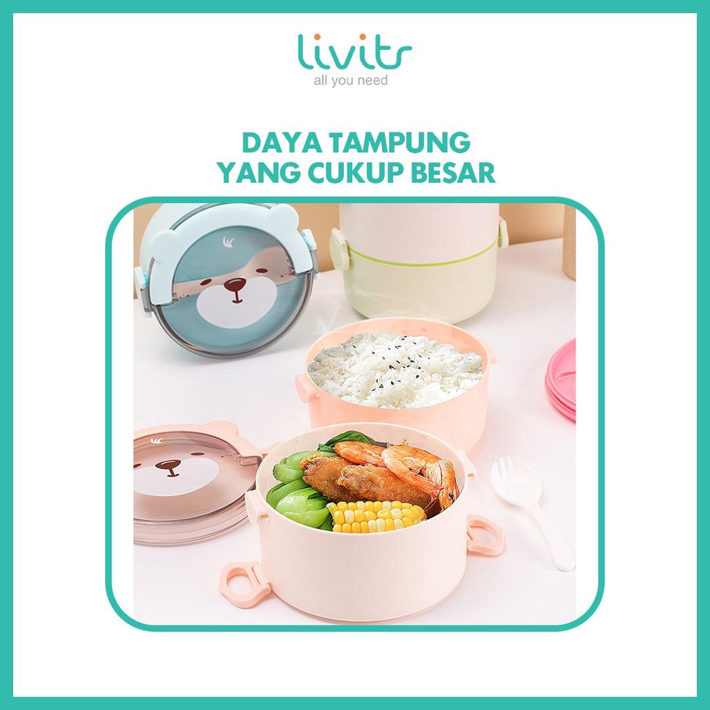 2IN1 KOTAK MAKAN SET !!! Tempat Makan Anak I Karakter Anak Motif Lucu I Lunch Box Set BPA FREE