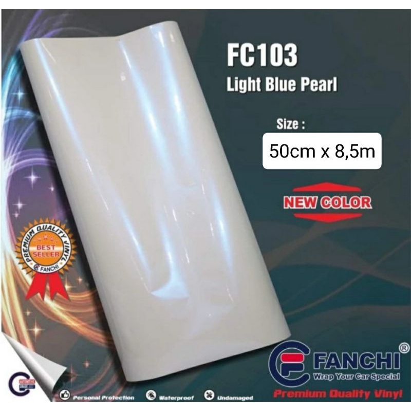 ROLL Sticker Fanchi FC103 Light Blue Pearl Lembayung White Light Blue Gloss Premium Wrap ROLL