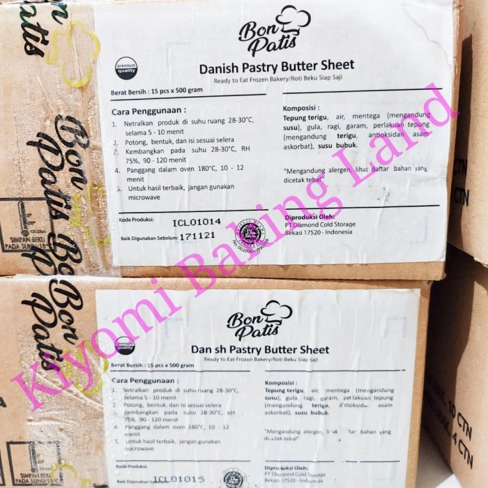 

Past Bon Patis Danish Pastry Butter Sheet 15 Pcs X 500 Gram 30 X 40 Cm