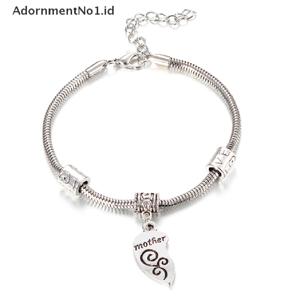 [AdornmentNo1] 2pcs/set Ibu Putri Cinta Hati Bangle Gelang Pesona Keluarga Perhiasan Hadiah [ID]