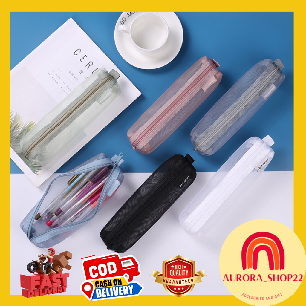 [COD] KOTAK PENSIL JARING TRANSPARAN MODEL OVAL CUTE IMPORT PREMIUM TEMPAT PENSIL SIMPLE CASUAL TEPAK