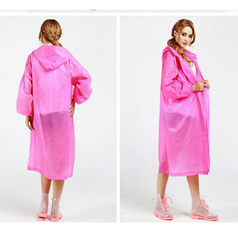 Jas Hujan Dewasa Model Poncho Waterproof Bahan EVA Tebal / Jas Hujan Mantel Korea + Hoodie Semi