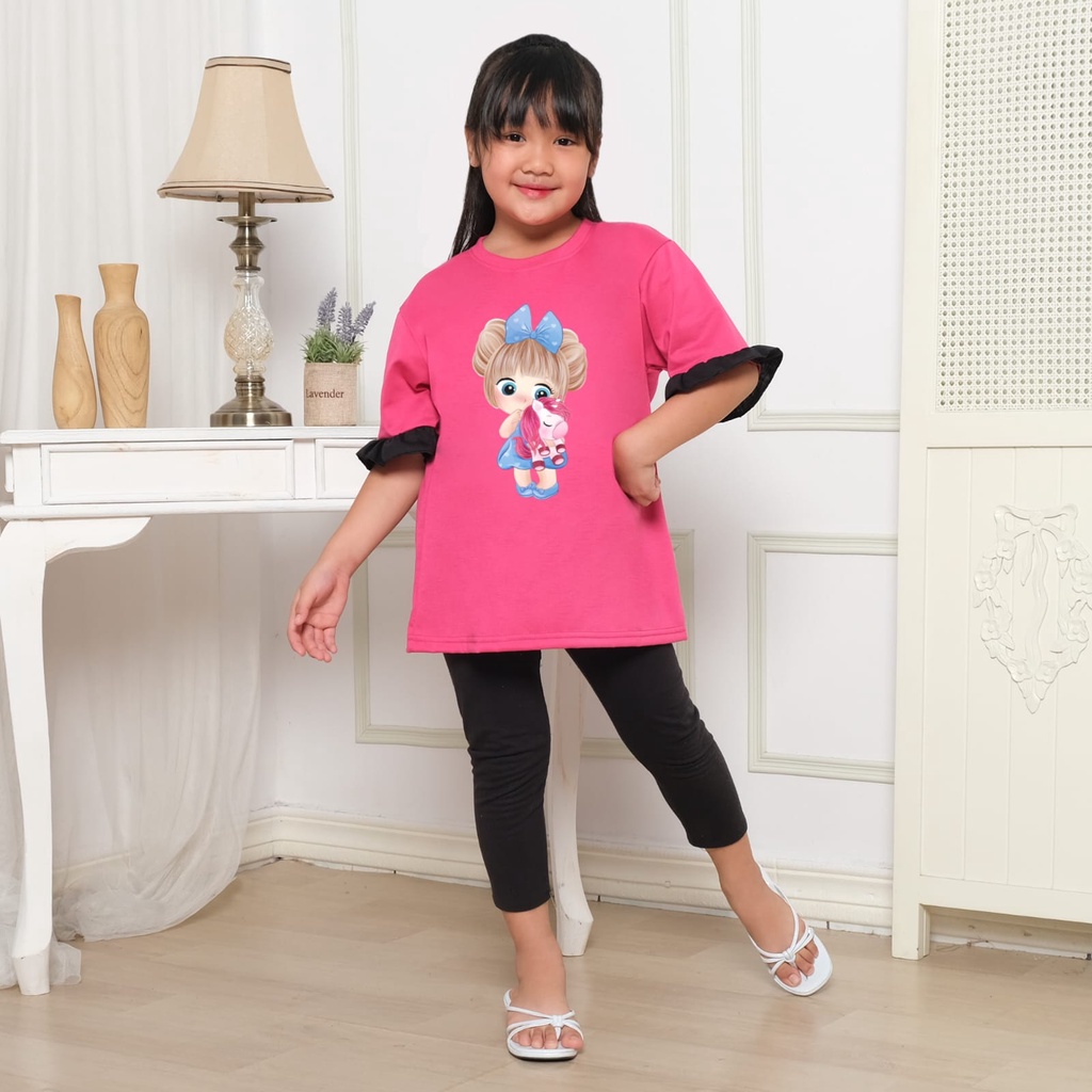 Hzl_outfit Kaos Baju Naswa Anak Perempuan Mundo Magico/ Atasan Kaos Anak