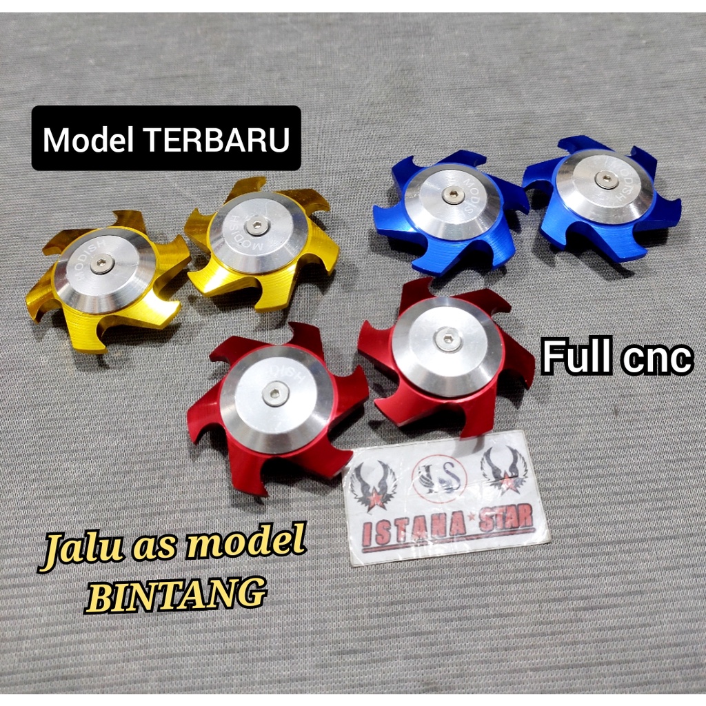 Jalu As Roda depan Biru Model Bintang Universal Full CNC