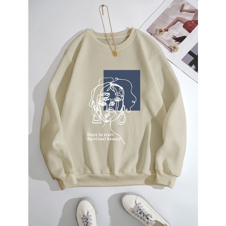 Sweatshirt Basic BEAUTY II Sweater Crewneck Print DTF II Size M - XL Anak &amp; Dewasa ( Pria &amp; Wanita )