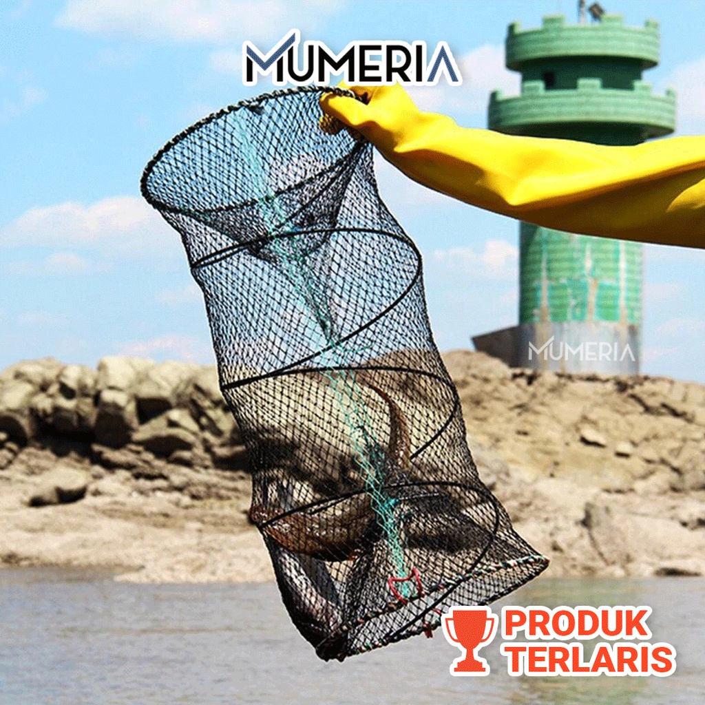 Bubu Perangkap Jebakan Jaring Jala Prangkap Lipat Bulat Ikan Udang Kepiting Sungai Danau Laut Alat Pancing Fish Trap Net 25 30 33 cm