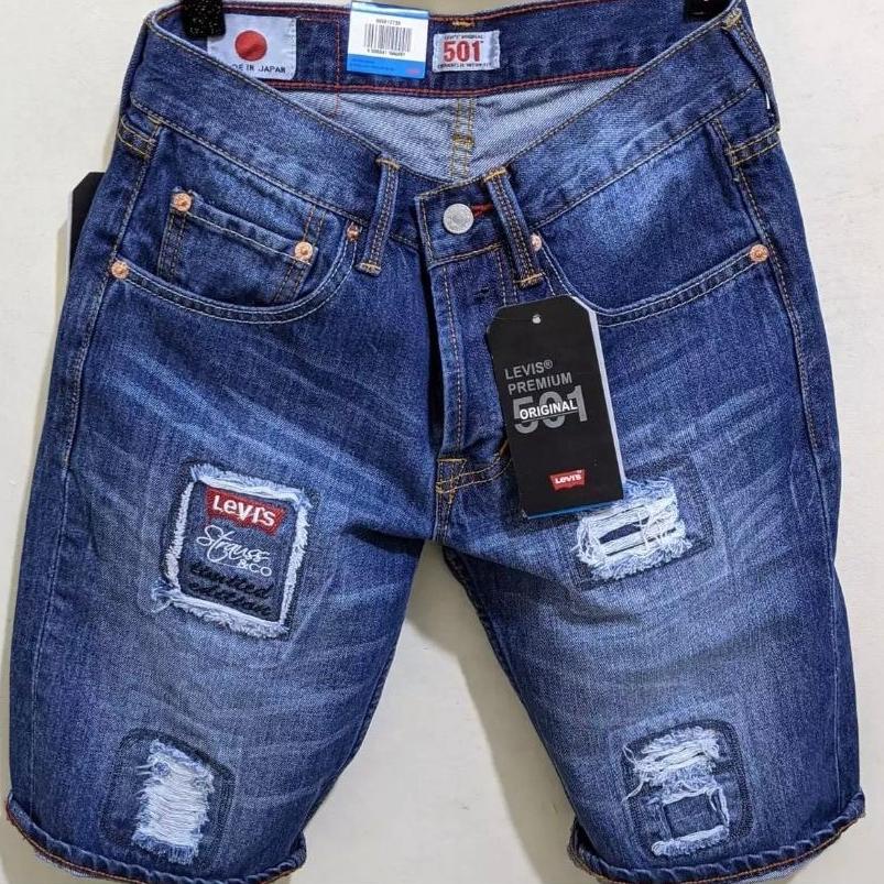 U30 celana pendek jeans 501 pria motif sobek bordil terbaru SPECIAL PRICE ㅷ