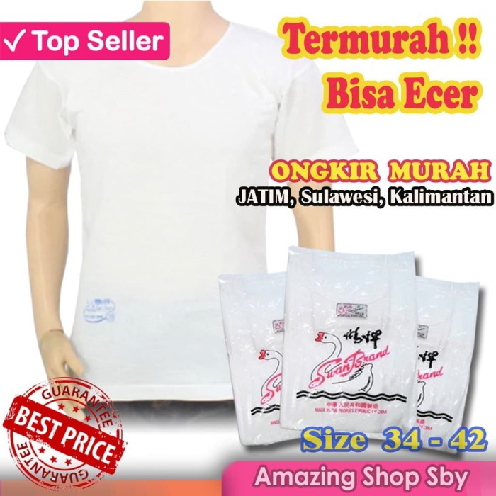 Kaos Dalam Kaos Dalam Oblong Pria Merk Swan Brand Polos Putih Grosir Murah