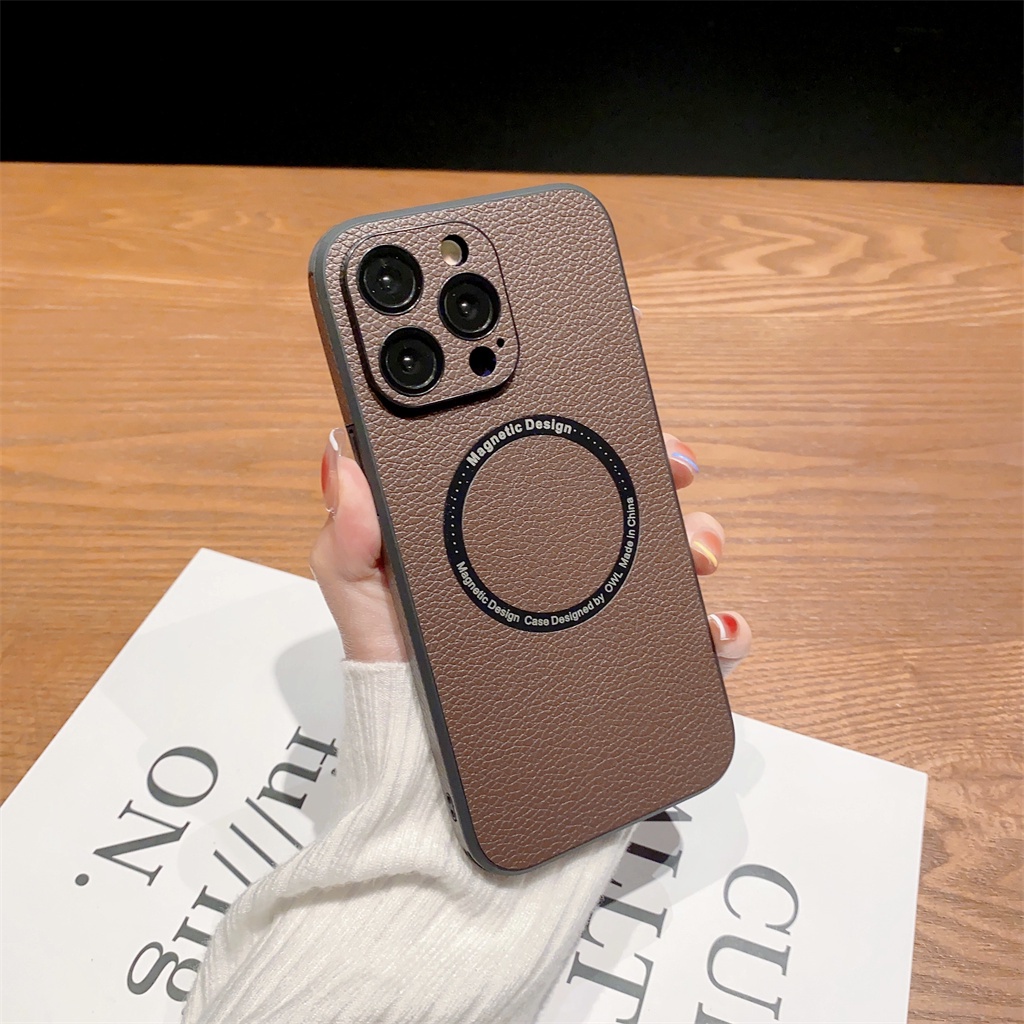 Luxury leather magnetic Case iPhone 14 Pro Max Plus Case iPhone 13 12 Pro Max Kamera Canggih Perlindungan Lensa Shock Protection Case Tertutup Penuh