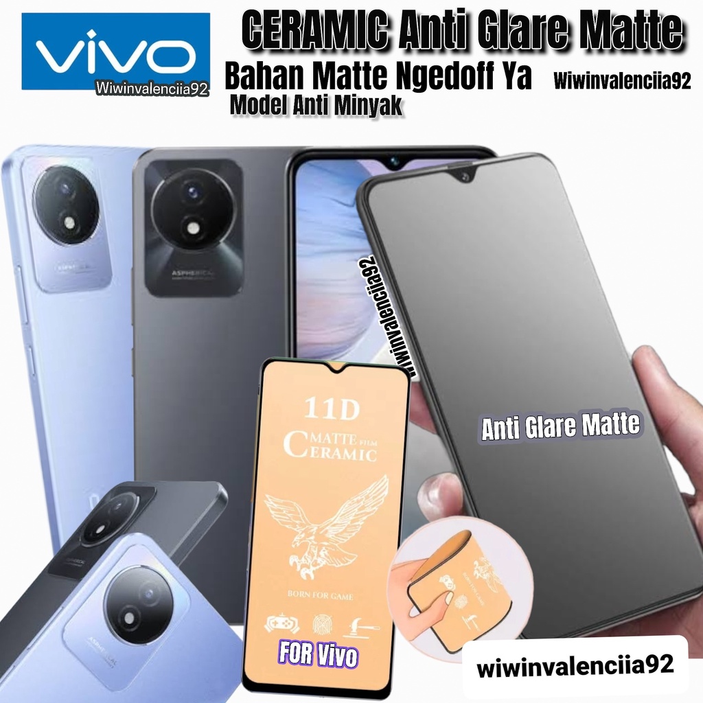 Tempered Anti PECAH VIVO Y02 Y02s Y01 Y1S Y75 KERAMIK TPU Clear-Bening/Glossy/Bluelight Glosy/Blue Light Matte/A Glare-A-Minyak-OIL Mate Doff/Anti SPY Privacy-Tidak Bisa lihat Dari samping-Black-Hitam-Gelap/kaca Full Cover CUSTOM CERAMIC- NFC 5G 4G S Y 02