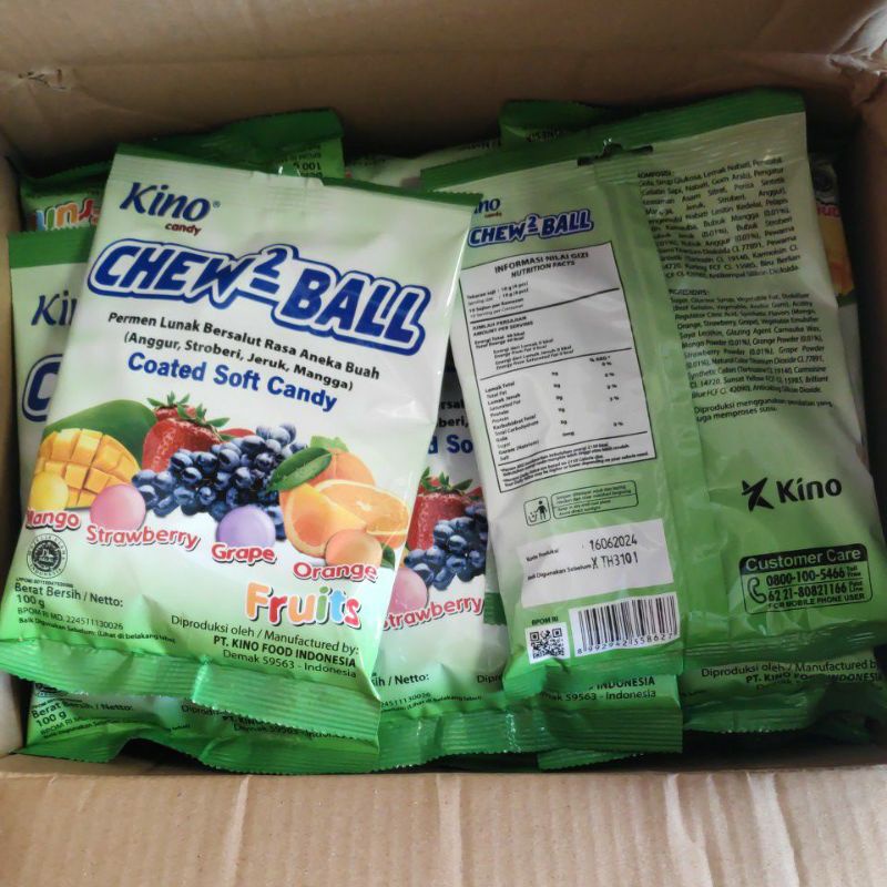 Candy Chew2 Ball 1 bag Chewey Permen Lunak Durian Bangkok Mangga Arumanis rasa Manggo Strawberry Grape Orange Fruits