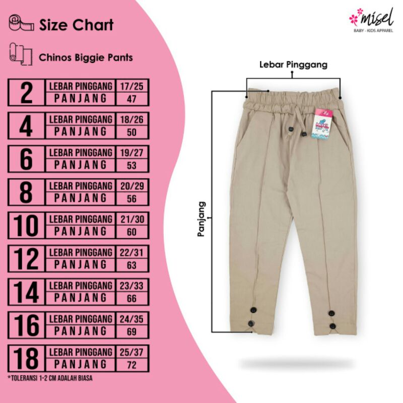 Chinos Biggie Pants Celana Anak Perempuan Usia 2-10 Tahun High Quality