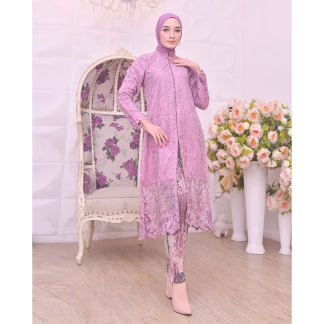 Permata Olshop / Kebaya Tunik Busui Payet Modern / Kebaya Busui / Kebaya Modern/ Kebaya Wisuda / Kebaya Kurung Tulle Bordir Busui