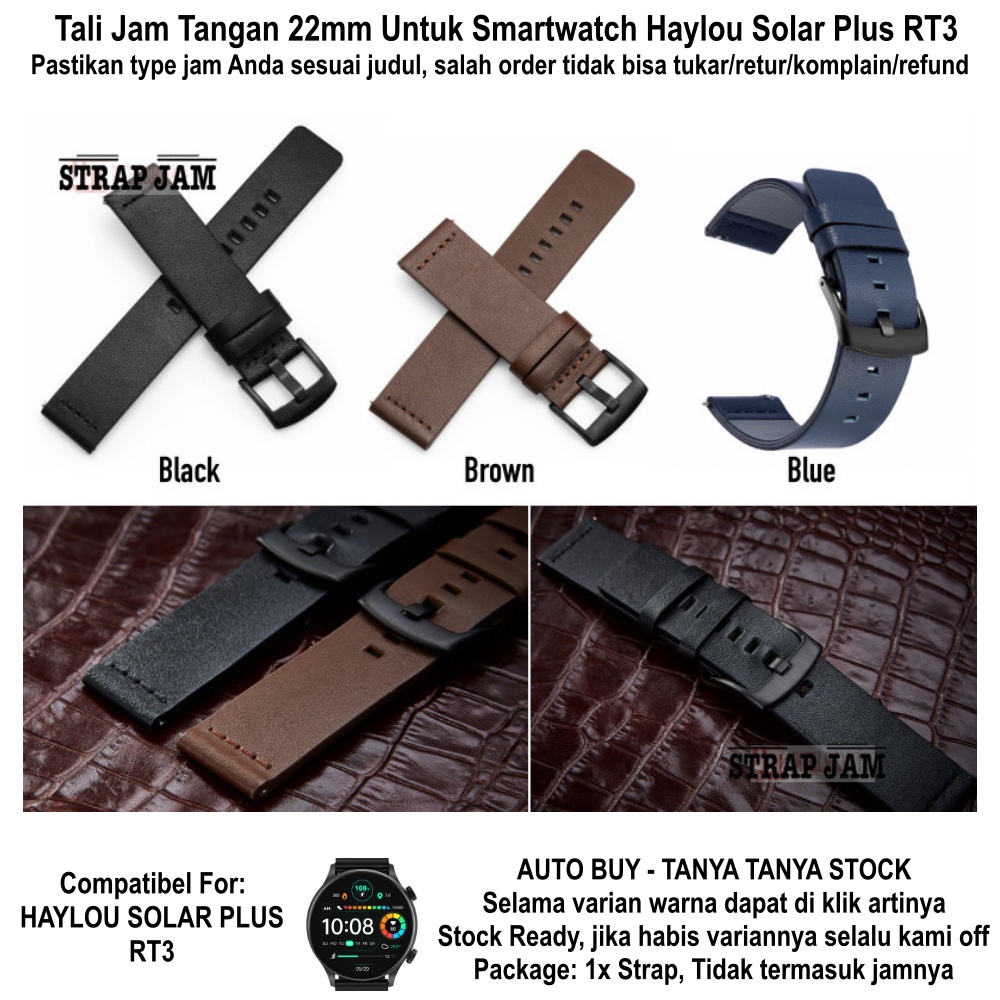 Modern Strap 22mm Untuk Haylou Solar Plus RT3 - Tali Jam Tangan Kulit Leather