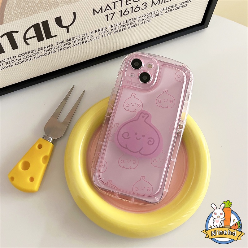 IPHONE Casing Kompatibel Untuk Iphone14 13 12 11 Pro Max X Xr Xs Max8 7 6 6s Plus Pink Garlic Phone Case Tanpa Bracket Penebalan Shockproof Protection Camera Soft Case Cover Pelindung