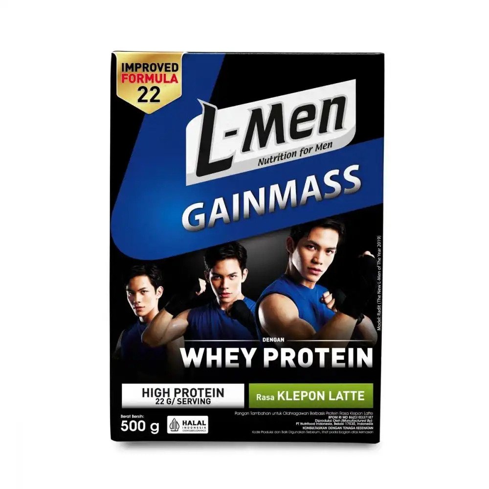 L-Men Gain Mass Taro Klepon Latte 500 gram Suplemen Penambah Massa Otot Tinggi Whey Protein