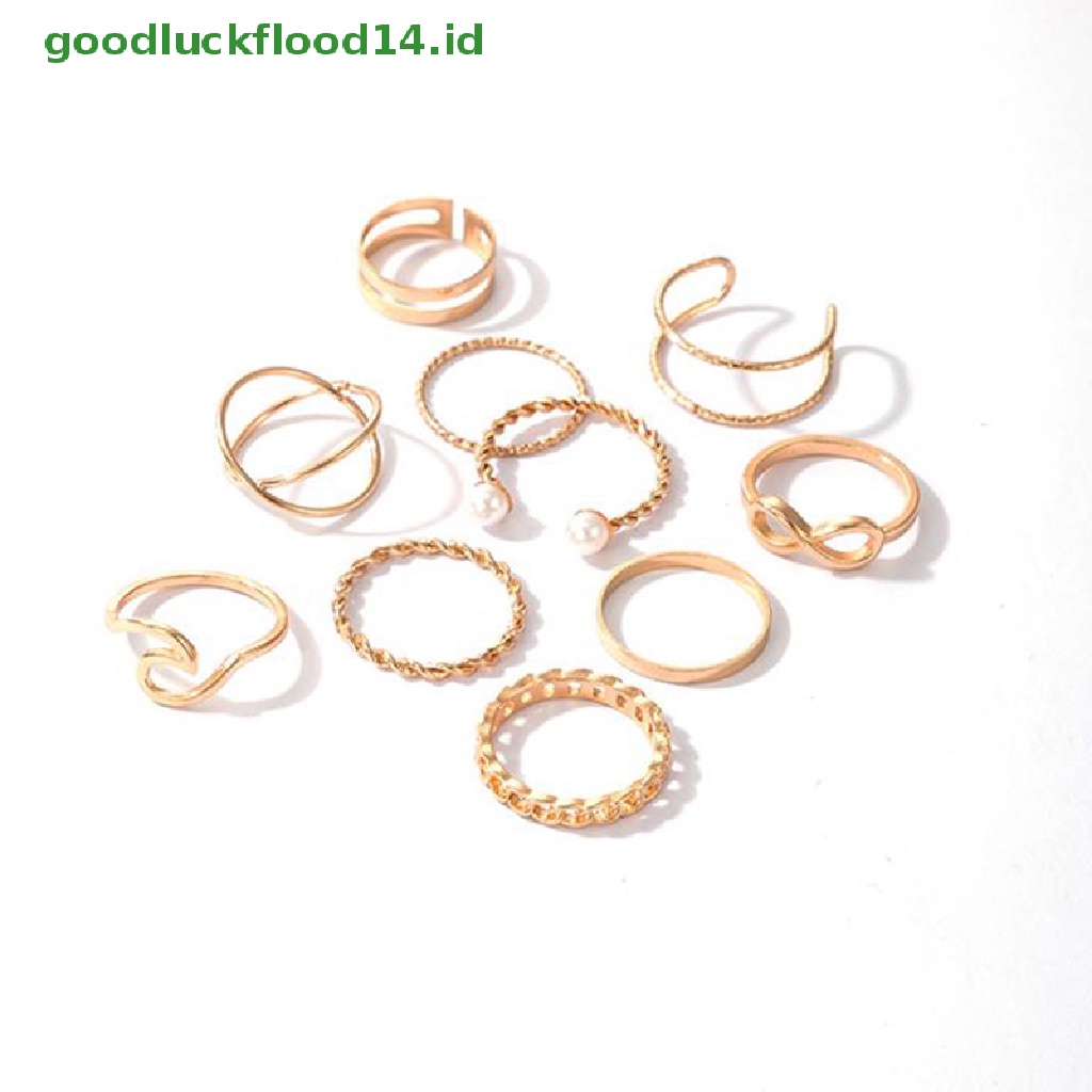 [GOOGFOUR] 10pcs/set Cincin Kepribadian Fashion Wanita Hadiah Perhiasan [TOP]